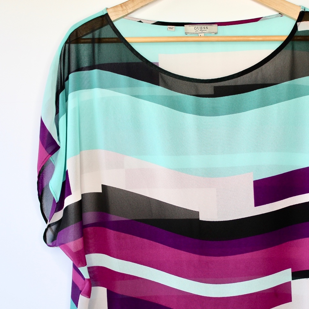 Guess | Sheer Color Block Top - Picture 2 of 4